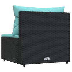 Garten-Mittelsofa mit Kissen Schwarz Poly Rattan