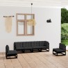 6-tlg. Garten-Lounge-Set mit Kissen Massivholz Kiefer