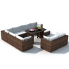 10-tlg. Garten-Lounge-Set mit Auflagen Poly Rattan Braun