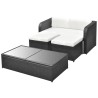 4-tlg. Garten-Lounge-Set mit Auflagen Poly Rattan Schwarz