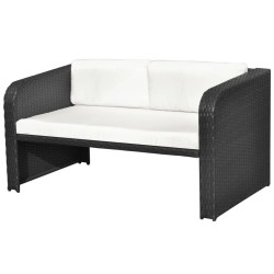 4-tlg. Garten-Lounge-Set mit Auflagen Poly Rattan Schwarz