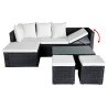 4-tlg. Garten-Lounge-Set mit Auflagen Poly Rattan Schwarz