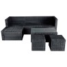 4-tlg. Garten-Lounge-Set mit Auflagen Poly Rattan Schwarz