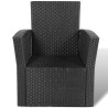 4-tlg. Garten-Lounge-Set mit Kissen Poly Rattan Schwarz