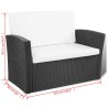 4-tlg. Garten-Lounge-Set mit Kissen Poly Rattan Schwarz