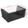 4-tlg. Garten-Lounge-Set mit Kissen Poly Rattan Schwarz