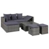 4-tlg. Garten-Lounge-Set mit Auflagen Poly Rattan Grau