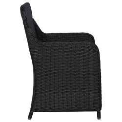 Gartenstühle mit Polster 2 Stk. Poly Rattan Schwarz