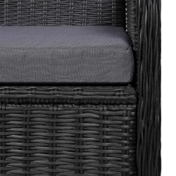 Gartenstühle mit Polster 2 Stk. Poly Rattan Schwarz