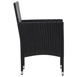 5-tlg. Garten-Lounge-Set mit Auflagen Poly Rattan Schwarz