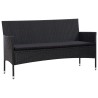 4-tlg. Garten-Lounge-Set mit Auflagen Poly Rattan Schwarz