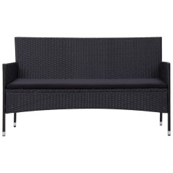 4-tlg. Garten-Lounge-Set mit Auflagen Poly Rattan Schwarz