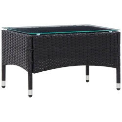 4-tlg. Garten-Lounge-Set mit Auflagen Poly Rattan Schwarz