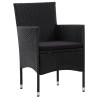 4-tlg. Garten-Lounge-Set mit Auflagen Poly Rattan Schwarz