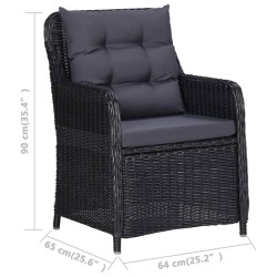 Gartenstühle 2 Stk. mit Auflagen Poly Rattan Schwarz