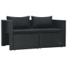 6-tlg. Garten-Lounge-Set mit Auflagen Poly Rattan Schwarz