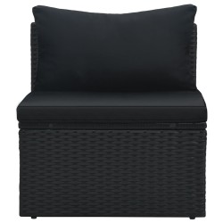 6-tlg. Garten-Lounge-Set mit Auflagen Poly Rattan Schwarz