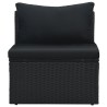 6-tlg. Garten-Lounge-Set mit Auflagen Poly Rattan Schwarz