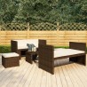 5-tlg. Garten-Lounge-Set mit Auflagen Poly Rattan Braun