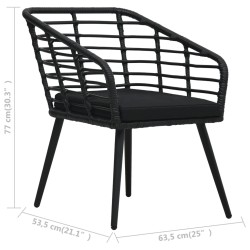 Gartenstühle 2 Stk. mit Auflagen Poly Rattan Schwarz