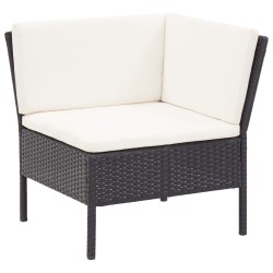 8-tlg. Garten-Lounge-Set mit Auflagen Poly Rattan Schwarz