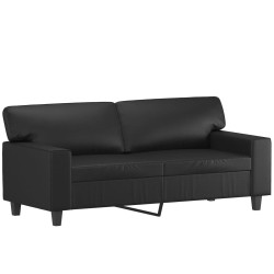 2-Sitzer-Sofa mit Zierkissen Schwarz 140 cm Kunstleder