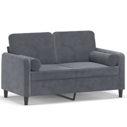 2-Sitzer-Sofa mit Zierkissen Dunkelgrau 120 cm Samt