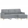 3-Sitzer-Sofa mit Hocker Hellgrau 180 cm Stoff