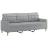 3-Sitzer-Sofa mit Hocker Hellgrau 180 cm Stoff