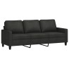 3-Sitzer-Sofa mit Hocker Schwarz 180 cm Stoff