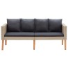 2-Sitzer-Gartensofa mit Auflagen Poly Rattan Beige