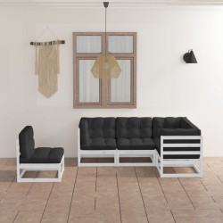 5-tlg. Garten-Lounge-Set mit Kissen Kiefer Massivholz