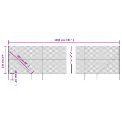 Maschendrahtzaun mit Bodenhülsen Silbern 2,2x10 m