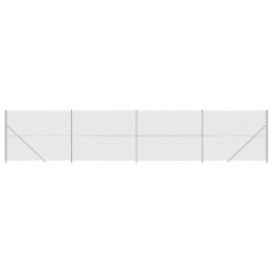 Maschendrahtzaun mit Bodenflansch Silbern 1,4x10 m