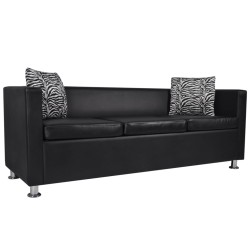 Sofa-Set Kunstleder 3-Sitzer und 2-Sitzer Schwarz