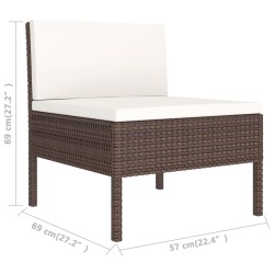 3-tlg. Garten-Lounge-Set mit Auflagen Poly Rattan Braun