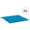 Gartenstuhl-Kissen 6 Stk. Blau 50x50x3 cm Oxford-Gewebe