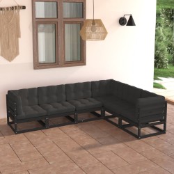 6-tlg. Garten-Lounge-Set mit Kissen Massivholz Kiefer