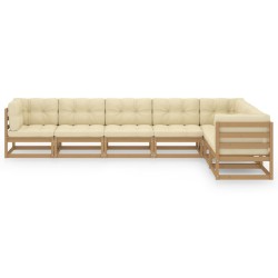 7-tlg Garten-Lounge-Set mit Kissen Honigbraun Massivholz Kiefer