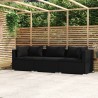 3-Sitzer-Sofa mit Kissen Schwarz Poly Rattan