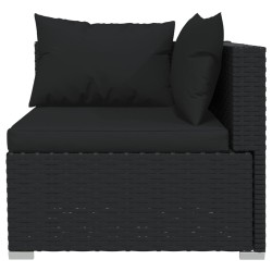 3-Sitzer-Sofa mit Kissen Schwarz Poly Rattan