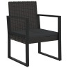 4-tlg. Garten-Lounge-Set mit Kissen Schwarz Poly Rattan