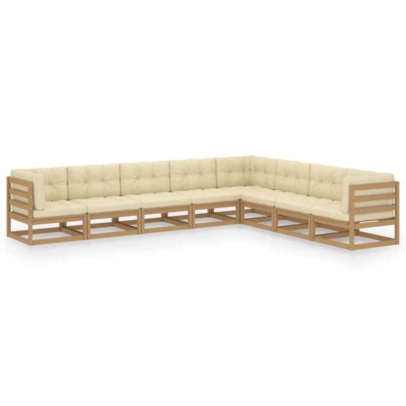 8-tlg Garten-Lounge-Set mit Kissen Honigbraun Massivholz Kiefer