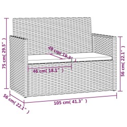 Gartenbank mit Kissen Grau 105 cm Poly Rattan