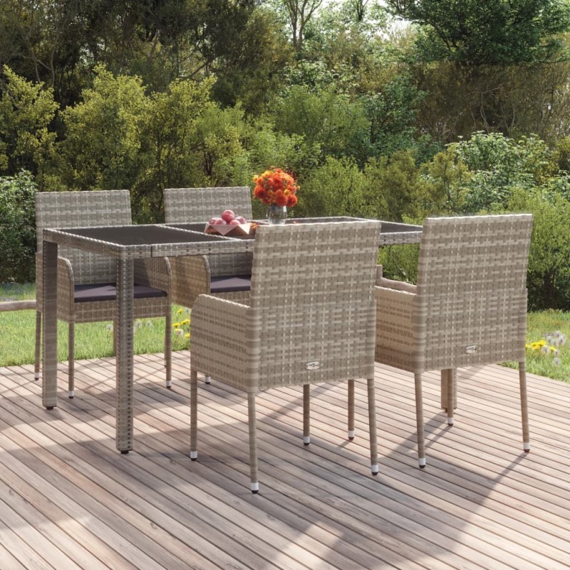 Gartenstühle mit Kissen 4 Stk. Poly Rattan Grau