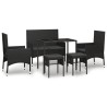 6-tlg. Garten-Lounge-Set mit Kissen Schwarz Poly Rattan