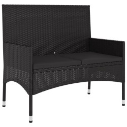 6-tlg. Garten-Lounge-Set mit Kissen Schwarz Poly Rattan