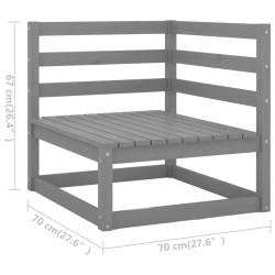 13-tlg. Garten-Lounge-Set mit Kissen Grau Massivholz Kiefer