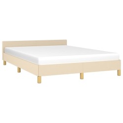 Bettgestell ohne Matratze Creme 140x190 cm Stoff