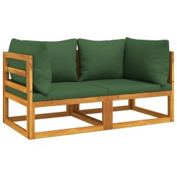 Modular-Ecksofas 2 Stk. mit Grünen Kissen Massivholz Akazie